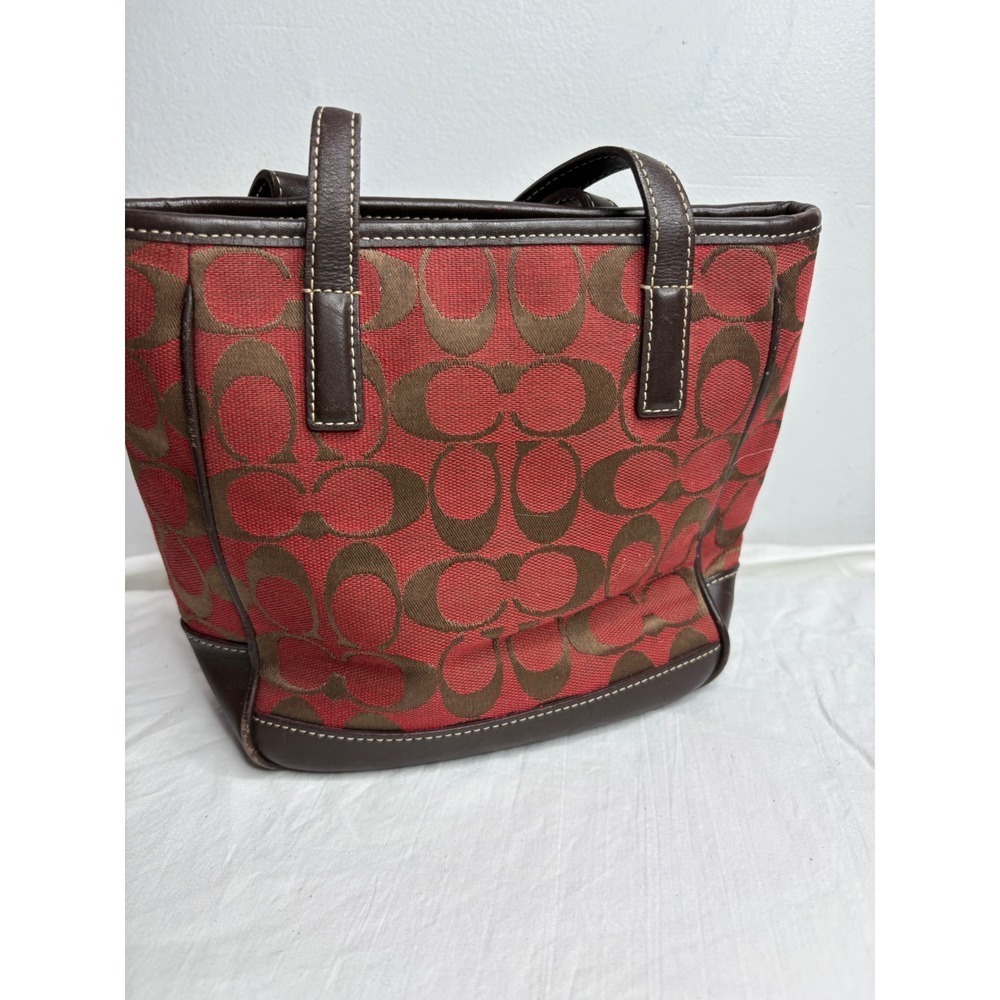 vintage Coach Mini Lunch Tote in red monogrammed signature canvas